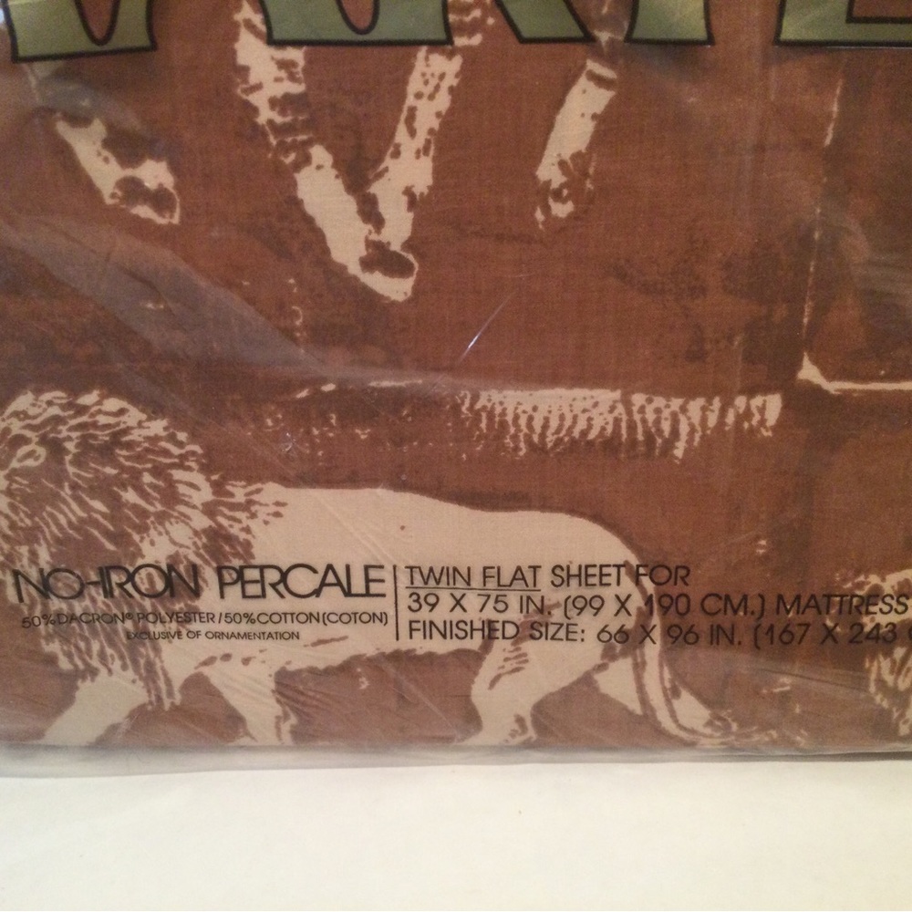 Martex Bakuba Animals Twin Flat Sheet Jungle Safari Leopard Rhino Zebra Lion Ape - Picture 4 of 4